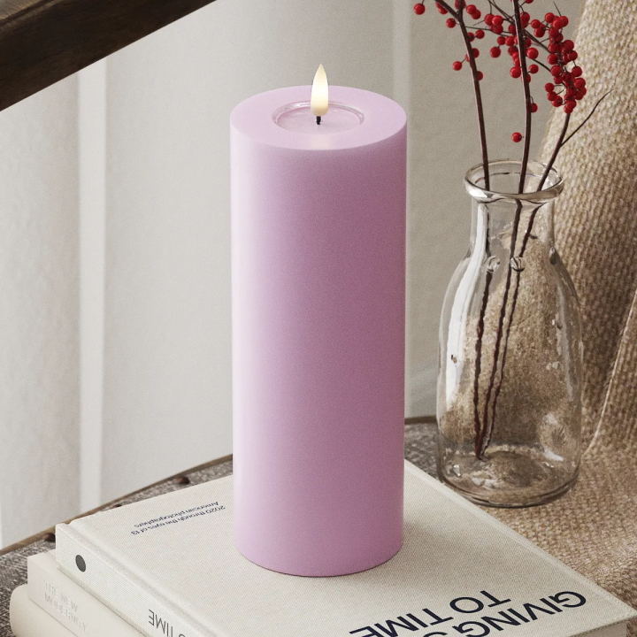 LED-Blockkerzen Ø 7,5 x 20 cm Lavendel