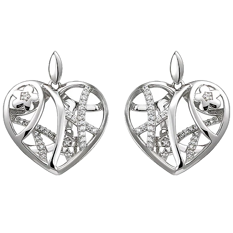 Ohrhänger Herz/Blumen 925 Sterling Silber 70 Zirkonia Ohrringe