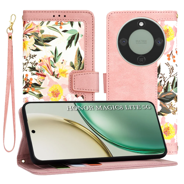 Hülle für Honor Magic8 Lite, Techsuit, FlipCraft, Rosa