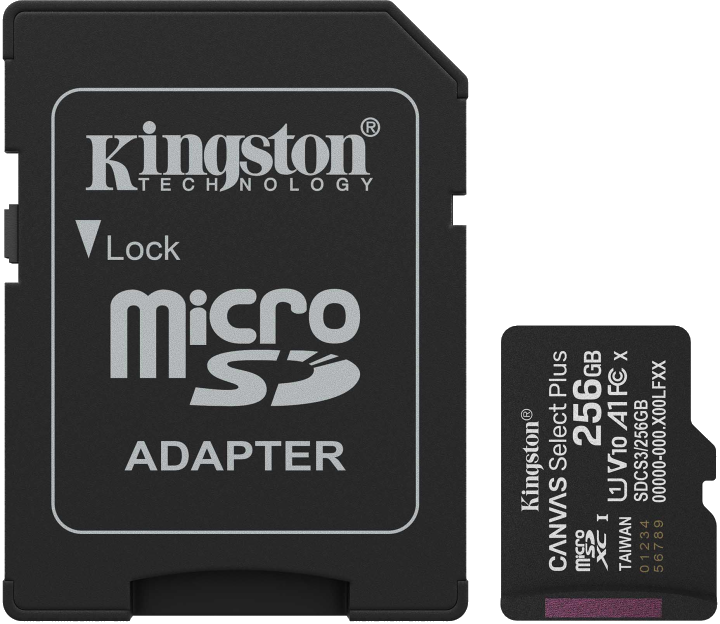 Kingston Technology 256GB microSDXC Canvas Select Plus Gen3 150MB/s A1 kaart adapter (SDCS3/256GB)