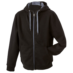 JAMES & NICHOLSON Unisex Jacke mit Kapuze, schwarz/grau, XXXL