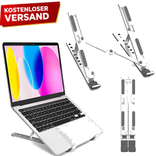 Laptop Ständer Aluminium Faltbar 7 Stufen Höhenverstellbar 10-17,3 Zoll, Silber