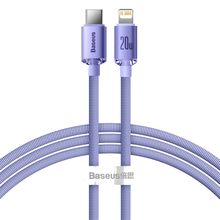 USB-C - Lightning Lade- und Datenkabel Baseus Crystal Shine Series, 20W, 1.2m, Lila CAJY000205