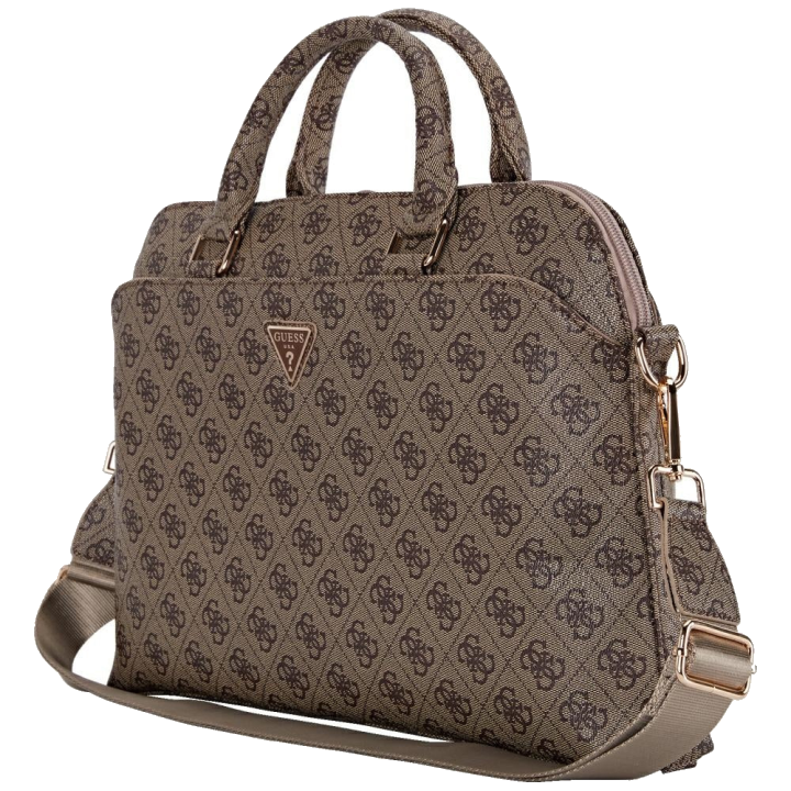 Guess 4G Triangle Logo Tasche für 15 Zoll Laptop, Braun