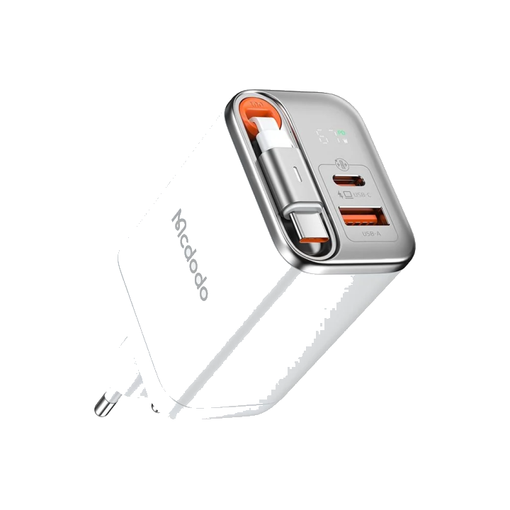 Netzladegerät mit USB-C Kabel McDodo CH-4103 FreeGo Display, 67W, 3.35A, 1 x USB-A - 1 x USB-C, Weiß