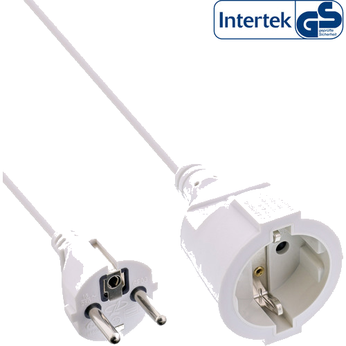 InLine® Schutzkontakt-Verlängerungskabel, CEE 7/7, H05VV-F3G1,5, weiß, 2m