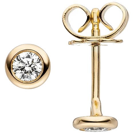 Ohrstecker 585 Gold Gelbgold 2 Diamanten Brillanten Ohrringe Diamantohrstecker