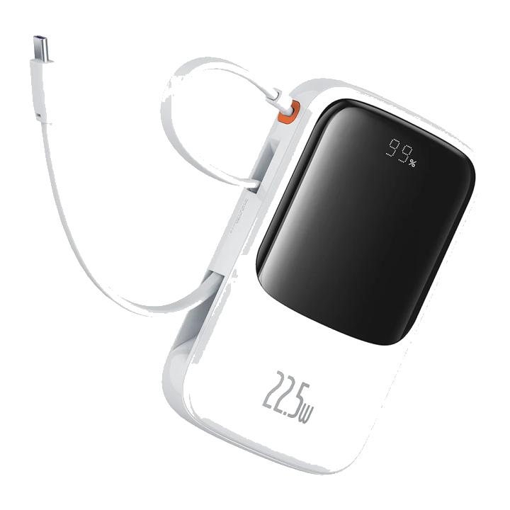 Externer Akku Baseus Qpow Pro+, 10000mAh, 22.5W, QC + PD, 1 x USB-A - 2 x USB-C, Weiß P10067101213-00
