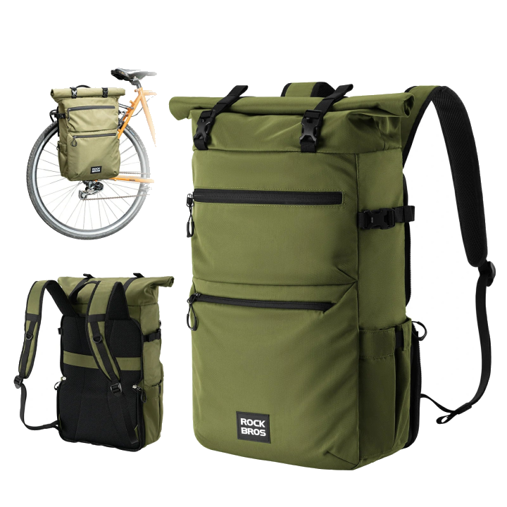 3in1 Fahrradtasche fu00fcr Gepu00e4cktru00e4ger 11-16L Volumen - Gru00fcn