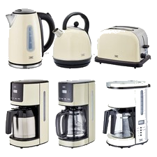 Frühstücksset Wasserkocher Toaster Kaffeemaschine Standmixer Creme Beige Retro