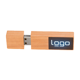 USB-Stick Holz mit Leuchtlogo, 64 GB, bambus