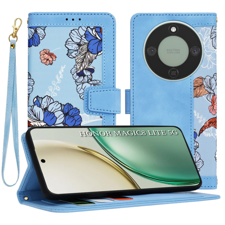 Hülle für Honor Magic8 Lite, Techsuit, FlipCraft, Blau