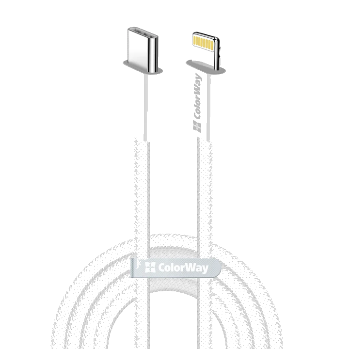 USB-C - Lightning Daten- und Ladekabel ColorWay CW-CBPDCL061, 27W, 1m, Grau