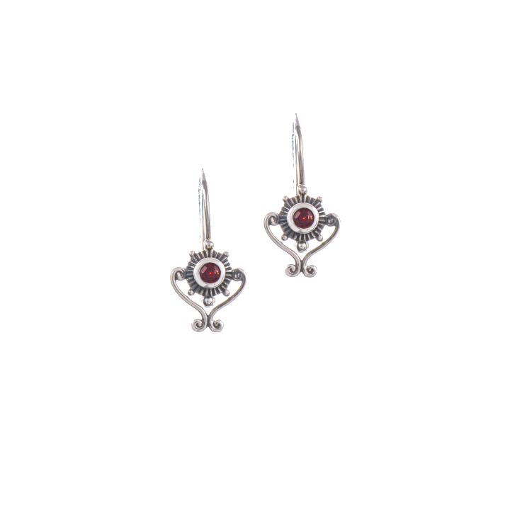 Ohrringe Bouton 925 Silber geschwärzt Granat