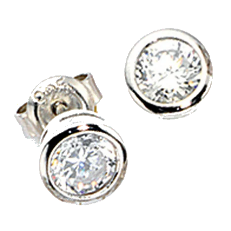 Ohrstecker rund 925 Sterling Silber rhodiniert 2 Zirkonia Ohrringe