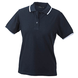 JAMES & NICHOLSON Damen Poloshirt Pique, dunkelblau/weiß, XXL
