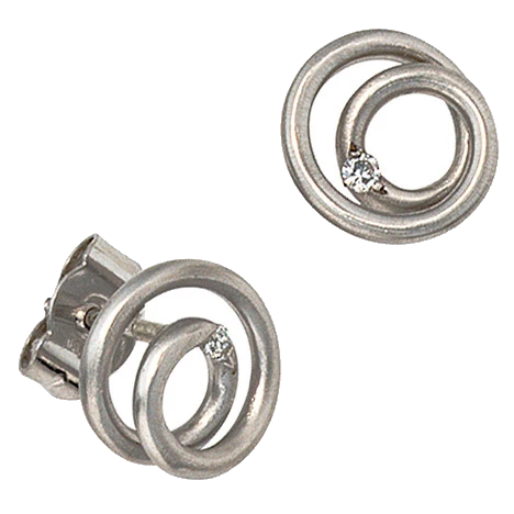 Ohrstecker 950 Platin matt 2 Diamanten Brillanten Ohrringe Platinohrringe
