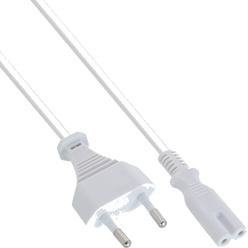 InLine® Netzkabel, Netzstecker auf Euro 8 C7 Stecker, weiß, 2,0m