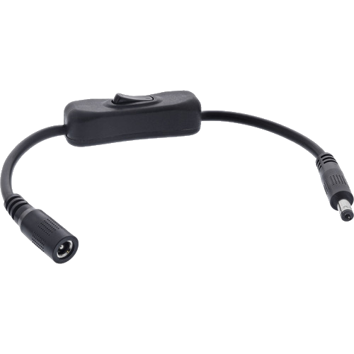 InLine® DC Kabel mit Schalter, 5,5 x 2,1 mm, AWG 18, schwarz, 0,20 m