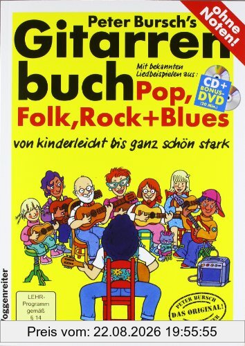 Gitarrenbuch, m. CD-Audio, Bd.1, Mit bekannten Liedbeispielen aus Pop, Folk, Rock & Blues von kinderleicht bis ganz schön stark: Das populärste ... ganz schön stark. Pop, Folk, Rock und Blues