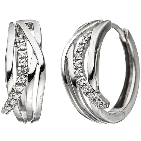 Creolen 333 Gold Weißgold mit Zirkonia Ohrringe Goldohrringe Goldcreolen