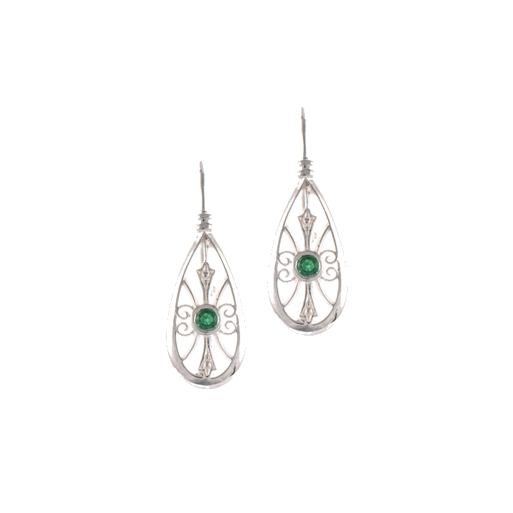 Ohrringe Bouton 925 Silber Zirkonia grün