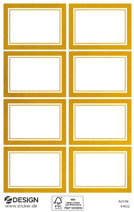 ZDesign HOME Haushalts-Etiketten, Rahmen gold, 38 x 24 mm