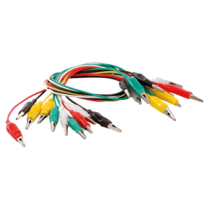 Kabel mit Krokodilklemmen, 10er Satz in fünf Farben
