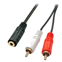 Lindy 35677 Audio-Kabel 0,25 m 2 x RCA 3.5mm Schwarz, Rot, Weiß