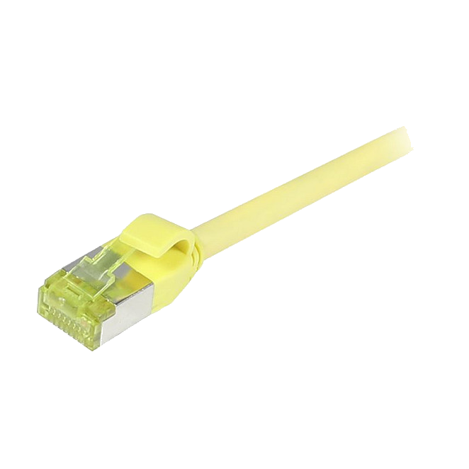 Synergy21 Patchkabel RJ45, CAT6A 500Mhz, 1,5m, gelb, S-STP(S/FTP), slimline rund d=4,5mm, TPE/LSZH(Superflex), AWG28, mit CAT7 Rohkabel,