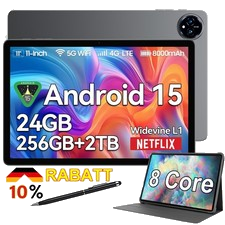 2026 Neu Tablet Android 16 24GB RAM+256GB 8000mAh 11 Zoll 4G LTE 2SIM WlFl IPS