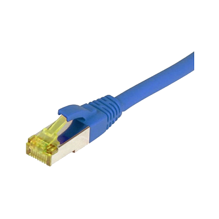 Synergy21 Patchkabel RJ45, CAT6A 500Mhz, 0,15m, blau, S-STP(S/FTP), TPE/LSZH(Ultraflex), AWG26, mit CAT7 Rohkabel,