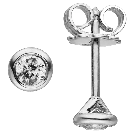 Ohrstecker rund 585 Gold Weißgold 2 Diamanten Brillanten 0 14 ct. Ohrringe
