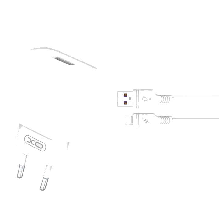 Netzladegerät mit USB-C Kabel XO Design CE02D, 18W, 3A, 1 x USB-A, Weiß