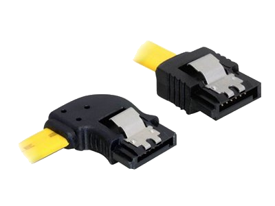 DELOCK SATA-Kabel SATA -> SATA links St/St 0.30m gelb Clip