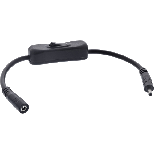 InLine® DC Kabel mit Schalter, 3,5 x 1,35 mm, AWG 18, schwarz, 0,20 m