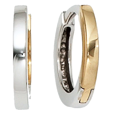 Creolen rund 333 Gold Gelbgold Weißgold bicolor Ohrringe Goldcreolen
