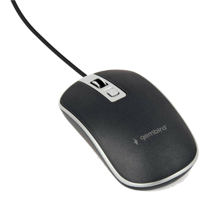 gembird Maus OPT WIRED 4 Tasten USB schwarz/silber