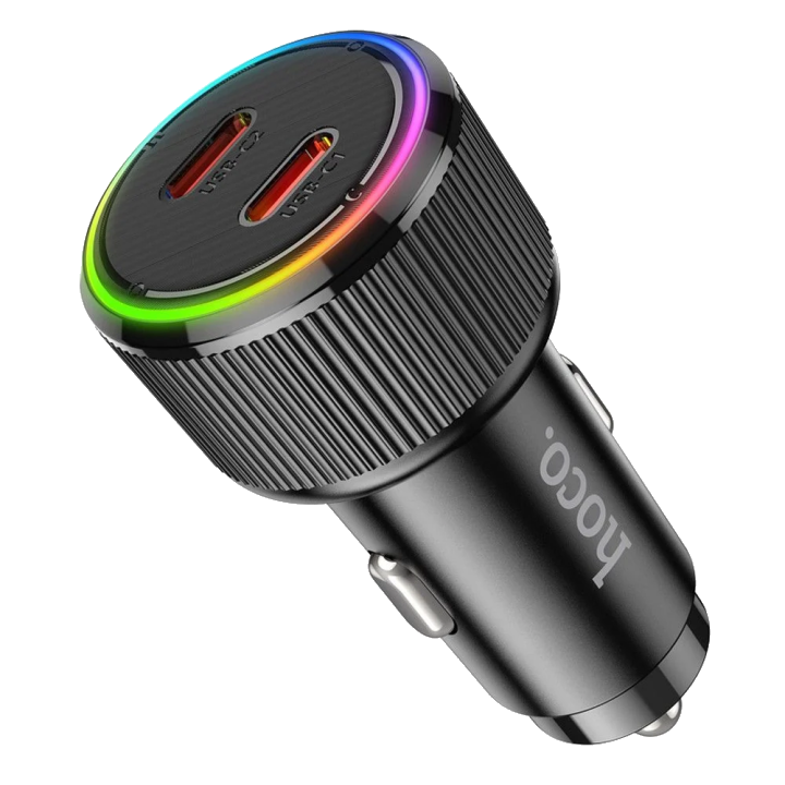 Auto-Ladegerät HOCO NZ14B, 50W, 3A, 2 x USB-C, Schwarz