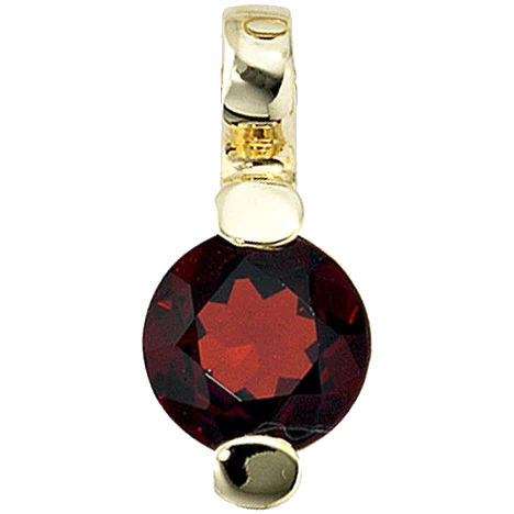 Anhänger rund 585 Gold Gelbgold 1 Granat rot Goldanhänger