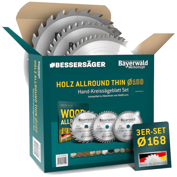 Bayerwald HOLZ ALLROUND Ø168 Akku-Handkreissägeblatt Set geeignet u.a. für Mafell