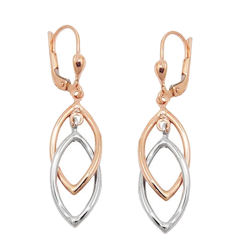 Ohrringe Brisur 2 Ovale bicolor 9Kt Rotgold