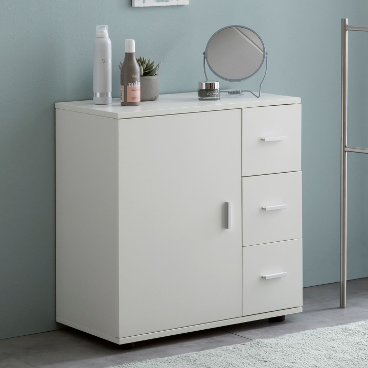 FineBuy Badschrank Midischrank Weiß Badezimmerschrank Matt Kommode