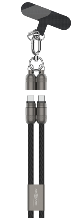 Lanyard Kabel USB-C zu USB-C, 120 cm, Schwarz