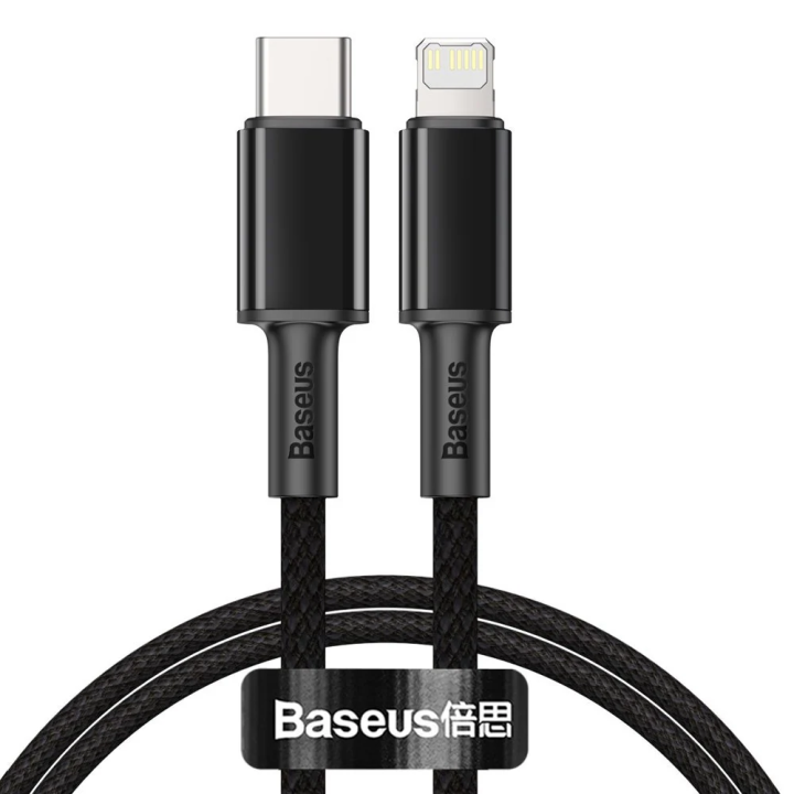 Baseus High Density Braided USB-C auf Lightning Kabel 20W 1m | Schwarz