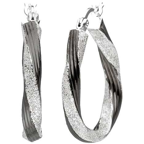 Creolen gedreht oval 925 Sterling Silber schwarz bicolor Ohrringe