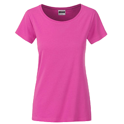 JAMES & NICHOLSON Damen T-Shirt Basic aus Bio-Baumwolle, pink, S