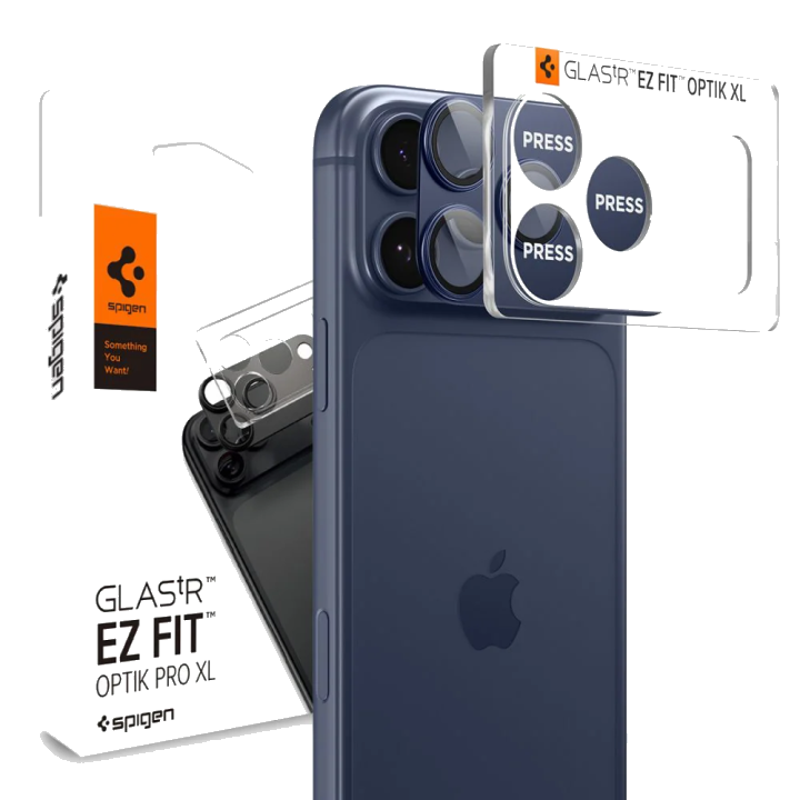 Schutzfolie Rückkamera Spigen GlastR EZ FIT Optik Pro XL für Apple iPhone 17 Pro, Gehärtetes Glas, Blau AGL10646