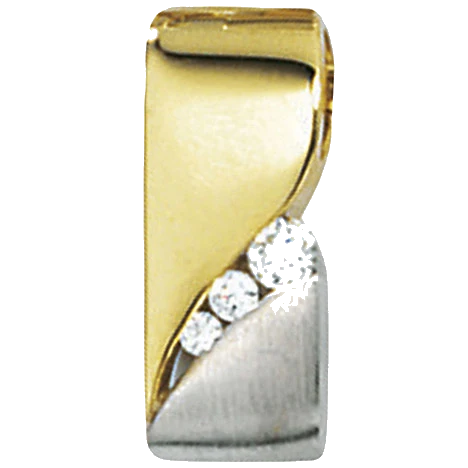 Anhänger 333 Gold Gelbgold bicolor mattiert 3 Zirkonia Goldanhänger