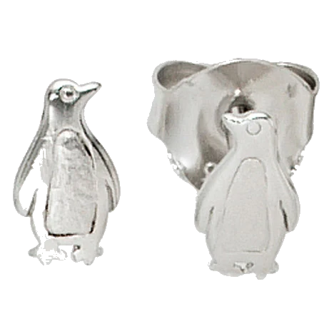 Kinder Ohrstecker Pinguin 925 Sterling Silber mattiert Ohrringe Kinderohrringe
